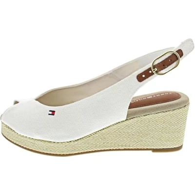 Afbeelding van Tommy Hilfiger Sandalen met sleehak, Dames, Maat: 40, Ecru Textiel