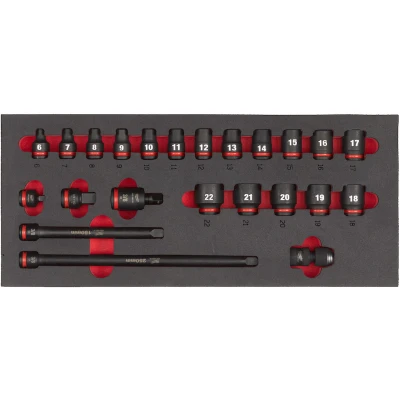 Afbeelding van MILWAUKEE 4932493388 SHOCKWAVE korte doppenset 3/8&quot; in foam inzetstuk
