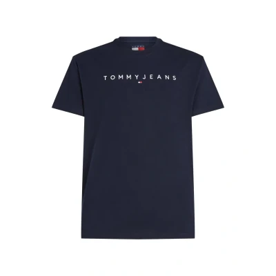Afbeelding van Tommy Jeans Linear LOGO TEE Tshirt print, Heren, Maat: 44, Dark night navy