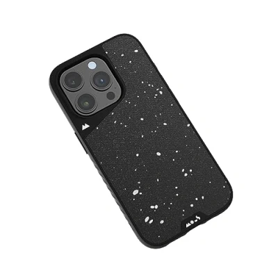 Afbeelding van Mous Case voor iPhone 15 Pro Max met MagSafe Limitless 5.0 Gespikkeld Zwart Stof Hoesje Schokbestendig
