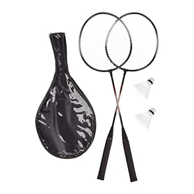 Afbeelding van Relaxdays badmintonset badminton rackets met 2 shuttles draagtas schouderband