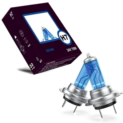 Afbeelding van LIGHTWORLD24 2 x 24V H7 PX26d halogeenlampen 70W superheldere ultrawitte koplamplamp voor vrachtwagens xenon optieklamp blauw witte lamp