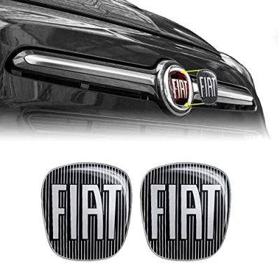 Afbeelding van Fiat 14186B 2 stuks 3D stickers vervangend logo zwart voor 500 l, stuks, en achter