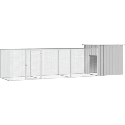 Afbeelding van vidaXL Kippenhok 400x91x100 cm gegalvaniseerd staal grijs