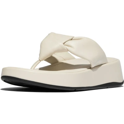 Afbeelding van FitFlop F Mode Knot Soft Leather Flatform Toe Post Sandals BEIGE Maat 40