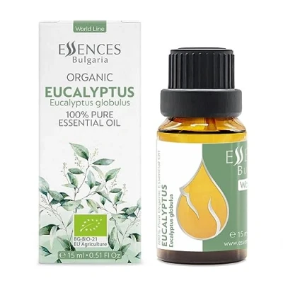 Afbeelding van Essences Bulgaria Biologische Eucalyptus Essentiële Olie 15ml globulus 100% Puur en Natuurlijk Onverdund Therapeutische Kwaliteit Aromatherapie Cosmetica Wreedheidvrij