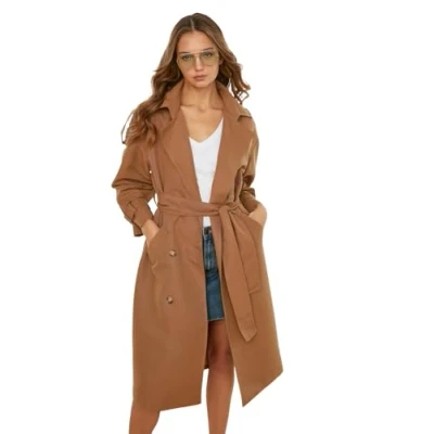 Afbeelding van Trendyol Marineblauwe Windjack Met Riem, Gedetailleerde Waterafstotende Lange Trenchcoat Twoss21Tr0005