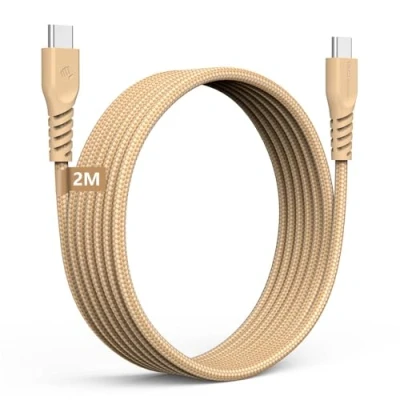 Afbeelding van TECHGEAR Lange 2 m USB C naar kabel, 60 W, gevlochten kabel type C, snel opladen, compatibel met iPhone 15, iPad Pro, MacBook, Samsung S24/S23/A14/A15/A25/A35/A34/A55/A54/A05s/A04s enz