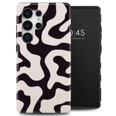 Afbeelding van Samsung Galaxy S25 Ultra Hoesje Kunststof Selencia Hardcase/Backcover Art Wave Black Telefoonhoesje