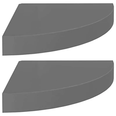 Afbeelding van vidaXL Hoekschappen zwevend 2 st 25x25x3,8 cm MDF hoogglans grijs