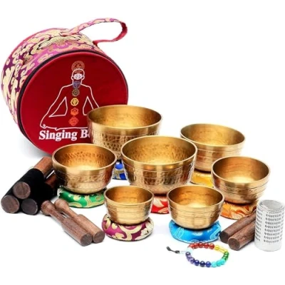 Afbeelding van Hand Beaten klankschaal set 7 Chakra Healing van Tibetaanse uit Nepal
