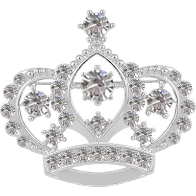 Afbeelding van Broche Kroon Strass groot Zilverkleurig (5 x 4.5 cm )