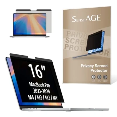 Afbeelding van SenseAGE Magnetische privacyschermfilter voor Macbook Pro 16 inch 2021 2023 (M1 M2 M3 Pro/M1 Max, A2442/A2779) gemakkelijk aan/uit anti blauw licht privacyschermbeschermer