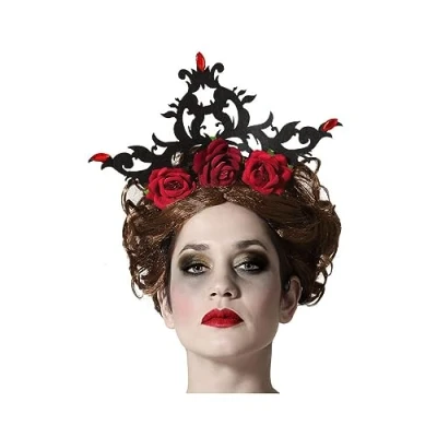 Afbeelding van Halloween/horror verkleed kroon met rozen vampier/dark queen kunststof dames/meisjes Verkleedhoofddeksels