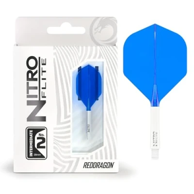 Afbeelding van RED DRAGON Nitro Flite Integrated Flight &amp; Shaft System, nr. 2 vorm en design, wit blauw, lengte