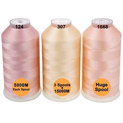 Afbeelding van New brothread Set van 3 Huids Kleuren Polyester Machine Borduurgaren Enorme Spoel 5000M voor Alle Borduurmachines