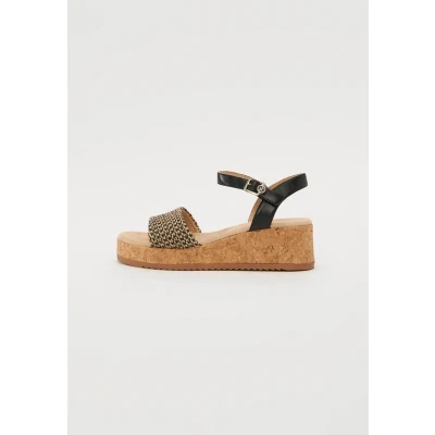 Afbeelding van TOM Tailor Sandalen met sleehak blacknature, Dames, Maat: 40, Black nature Textiel/ synthetisch