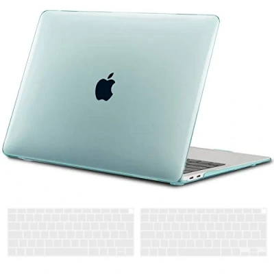 Afbeelding van TECOOL Case Hoes voor MacBook Air 13 inch Retina 2021 2020 2019 2018 M1 A2337 A2179 A1932 Touch ID, Transparant Hardcase Slim Plastic Harde Koffer Bescherming en EU Toetsenbord Cover, mintgroen