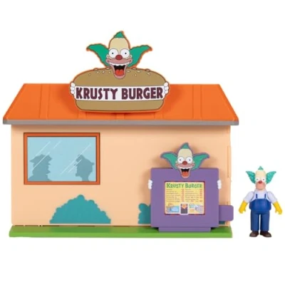 Afbeelding van De Simpsons Diorama Box Krusty Burger en Figuur 1 Verstelbare van 6,5 cm + Decor Accessoires Officiële Licentie Verzamelspeelgoed Geschenkidee Kind 4 Jaar+