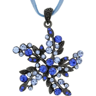 Afbeelding van Behave Blauwe ketting met stenen bloem hanger