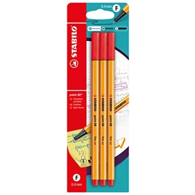 Afbeelding van Fineliner STABILO point 88 3 stuks rood