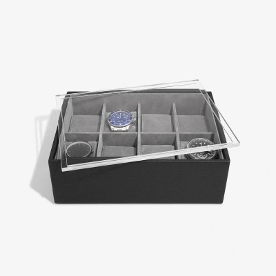 Afbeelding van STACKERS PEBBLE BLACK Luxe Horloge Doos Opbergdoos 8 horloges Heren