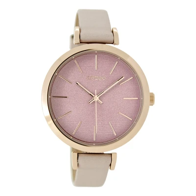 Afbeelding van OOZOO Timepieces Rosé goudkleurige horloge met poeder roze leren band C9136