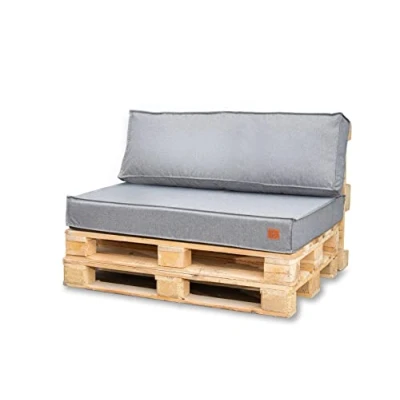 Afbeelding van Bielik Waterdicht Palletkussen Set 120 x 80 cm Geschikt voor Euro Pallet Tuinmeubelen, Zitkussen Tuin, Balkon en Terras (Lichtgrijs, Seat 120x80cm + 1 Cushion 120x40cm)