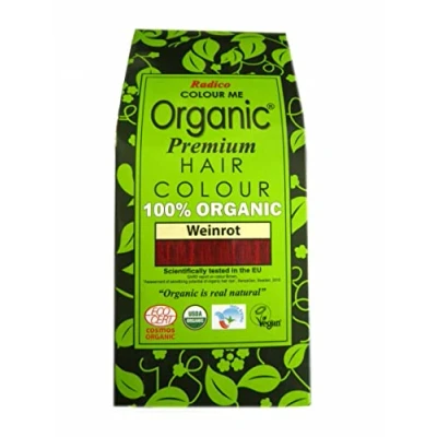 Afbeelding van Radico Colour Me Biologische plantaardige haarverf, biologisch en veganistisch, gecertificeerde natuurlijke cosmetica, 100% natuurlijk, gezonde glans, wijnrood, 4 verpakkingen van elk 100 g = 400