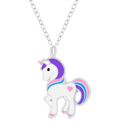 Afbeelding van JoyS Zilveren Pony hanger met ketting 36 cm + 5 extension unicorn/ eenhoorn voor kinderen