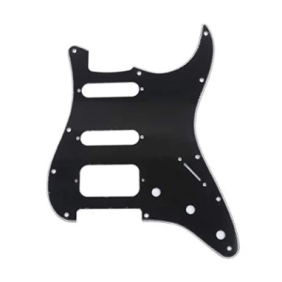 Afbeelding van Musiclily Pro 11 Schroefgaten Ronde Hoek HSS Gitaar Strat Slagplaat voor USA/Mexicaanse Stratocaster Humbucker Open Pickup, 3 laags Zwart