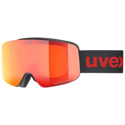 Afbeelding van uvex pwdr FM, Skibril Unisex kinderen, black matt/red clear, one size