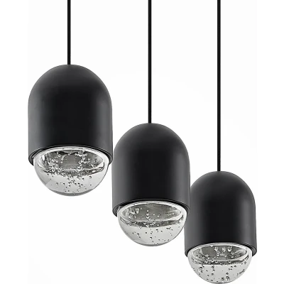 Afbeelding van Lucande hanglamp 3 lichts ijzer, glas GU10 zwart, helder