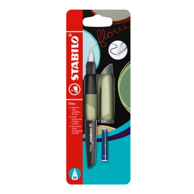 Afbeelding van Vulpen STABILO Flow Monochrome Khaki + 1 Inkt Cartridge