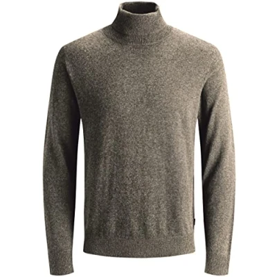 Afbeelding van JACK &amp; JONES Heren gebreide trui rolkraag pullover JJ Eemil Knit Roll Neck, beige (Crockery/Twisted With Mulch), XXL