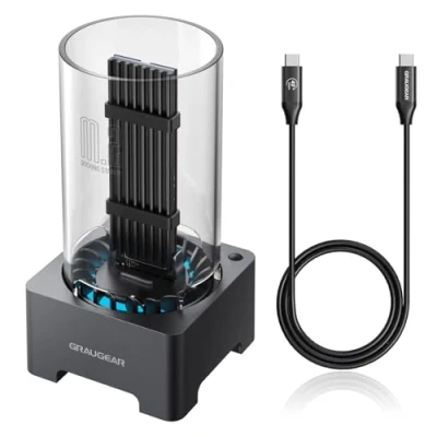 Afbeelding van GRAUGEAR 40 Gbps M.2 NVMe SSD dockingstation, USB 4 extern dockingstation met koelventilator, UASP ondersteuning, compatibel Thunderbolt 4/3, ASM2464PD chip