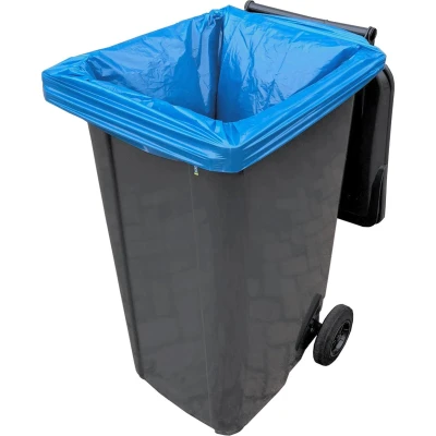 Afbeelding van Containerzakken 240 Liter 65/25x140cm 70 my blauw Rol 10 Stuks