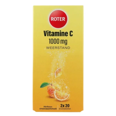 Afbeelding van Gratis Verzending: 2x Roter Vitamine C Bruistabletten Sinaasappel Abrikoos 2 x 20 stuks
