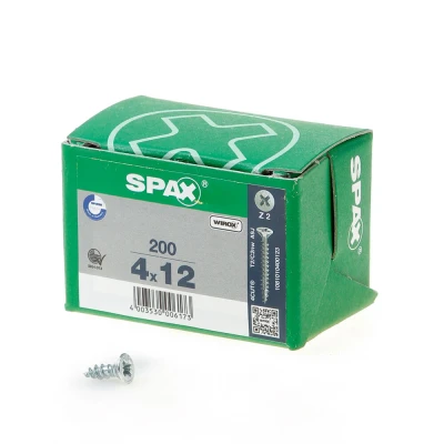 Afbeelding van Spax Spaanplaatschroef platverzonken kop verzinkt pozidriv 4.0x12mm (per 200 stuks)