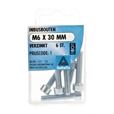 Afbeelding van INBUSBOUTEN M6 30 MM VERZINKT 6 ST.