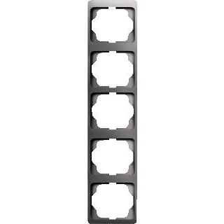Afbeelding van Abb busch jaeger alpha afdekraam voor inbouwschakelaar 5 voudig vertikaal platina geschikt wandgootinstallaties met 80mm afdekking 2cka001754a438