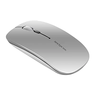 Afbeelding van Uiosmuph Q5 Draadloze Muis, 2,4 GHz USB oplaadbaar muis met nano ontvanger slanke stille gamingmuis voor Windows PC laptop Mac MacBook zilver