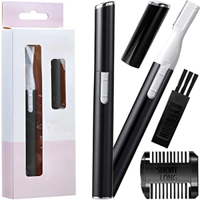 Afbeelding van Retoo Zwarte wenkbrauw en neushaartrimmer met 2 trimtips, wenkbrauwvormer, voor mannen vrouwen, neustrimmer, neushaar wenkbrauwtrimmer