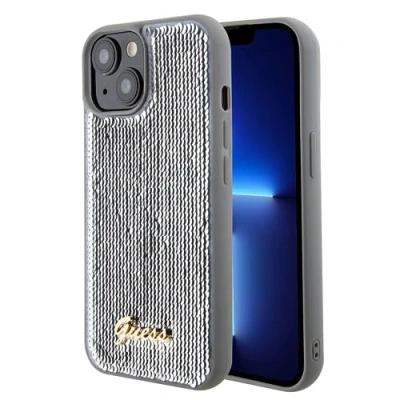 Afbeelding van CG MOBILE Guess GUHCP15SPSFDGSS Hoesje voor iPhone 15 6,1 inch Zilver Hard Case Sequin Script Metaal, Zilver, X, zilver., Indeling