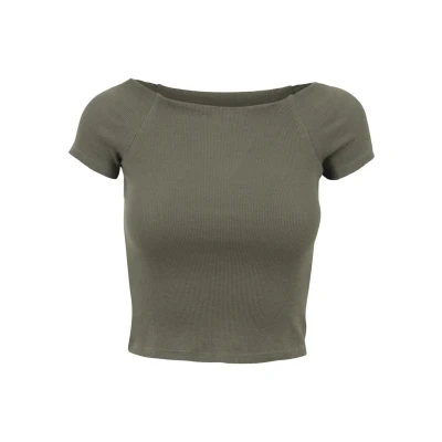 Afbeelding van Urban Classics OFF Shoulder Tshirt basic, Dames, Maat: Large, Olive