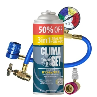 Afbeelding van ClimaSet gasvervanging R134a 3 in 1 x 235 g + slang en adapter voor auto airco 19952016 koelmiddel gas