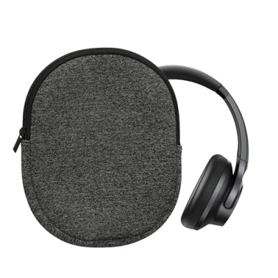 Afbeelding van kwmobile hoes geschikt voor headset / Overear headphone 24 x 19 cm Beschermhoes in antraciet wit Van neopreen
