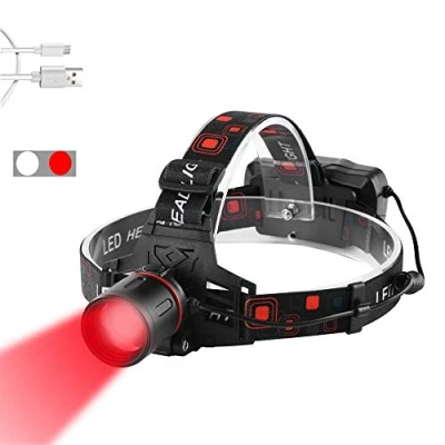 Afbeelding van WESLITE Rood Licht Hoofd zaklamp oplaadbare, rode LED Koplamp Zoomable Jacht Ultra Helder voor Astronomie, Nachtzicht en Varvarmint (Rood &amp; Wit Licht)