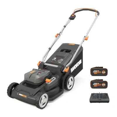 Afbeelding van WORX WG737E Nitro Accu grasmaaier 40 V (2 x 20 V) krachtige borstelloze motor 37 cm maaibreedte 6 maaihoogtes (20 70mm) 40L grasopvangzak incl. 2x4Ah accu&#039;s &amp; dual laderapparaat