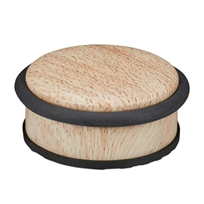 Afbeelding van Relaxdays deurstopper binnen deurhouder houtlook deurvastzetter rubber 5 cm hoog